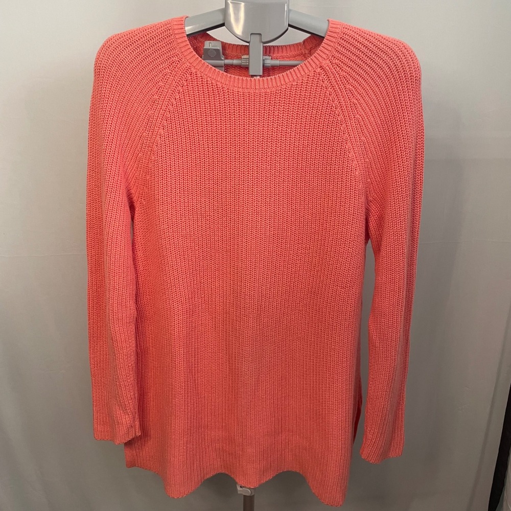 J.‎ Jill Coral Knit Sweater Tunic Top, Medium, Long Sleeve, Casual Everyday